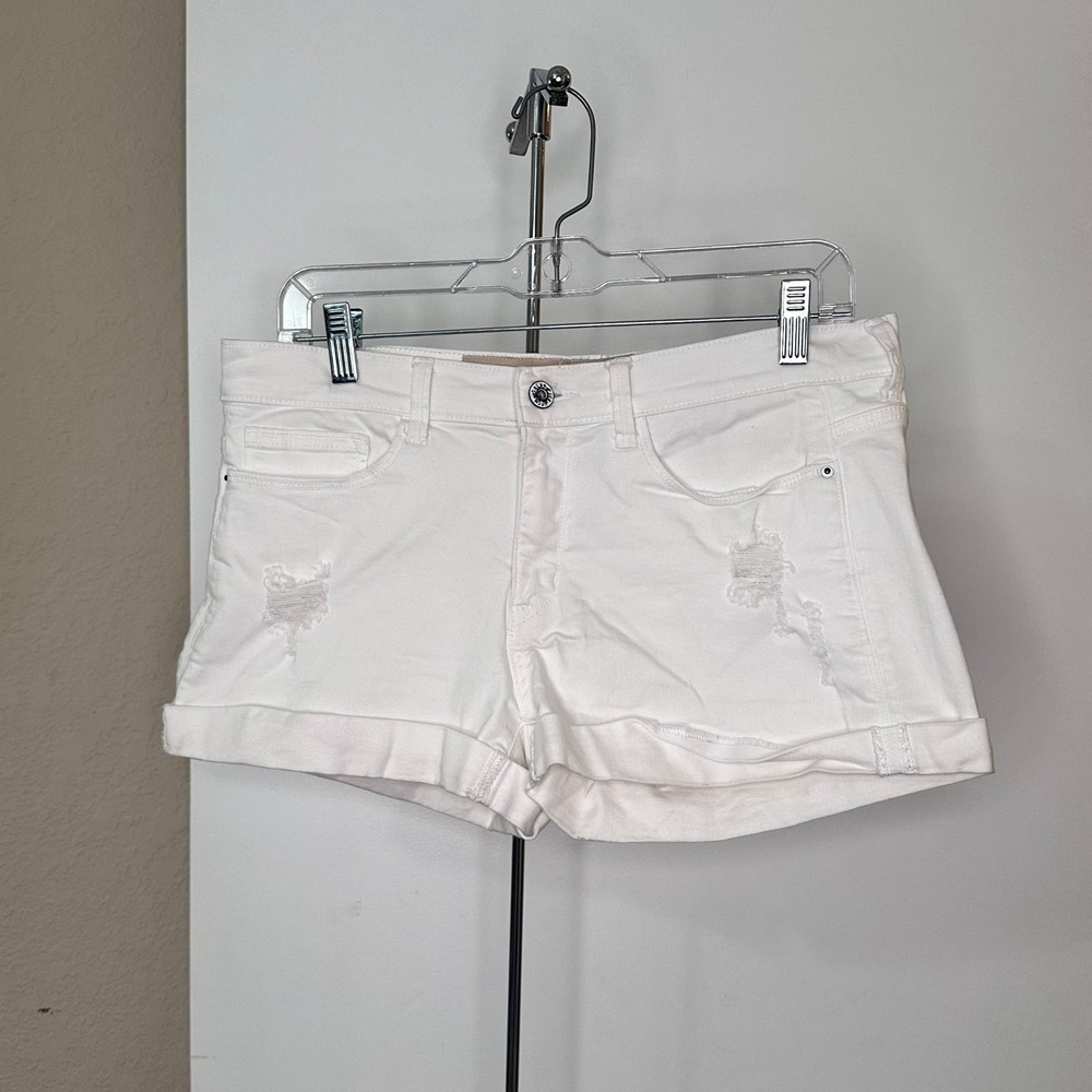 Pookie Loves Sebastian White Distressed Sexy Boyfriend Denim Shorts Womens Large